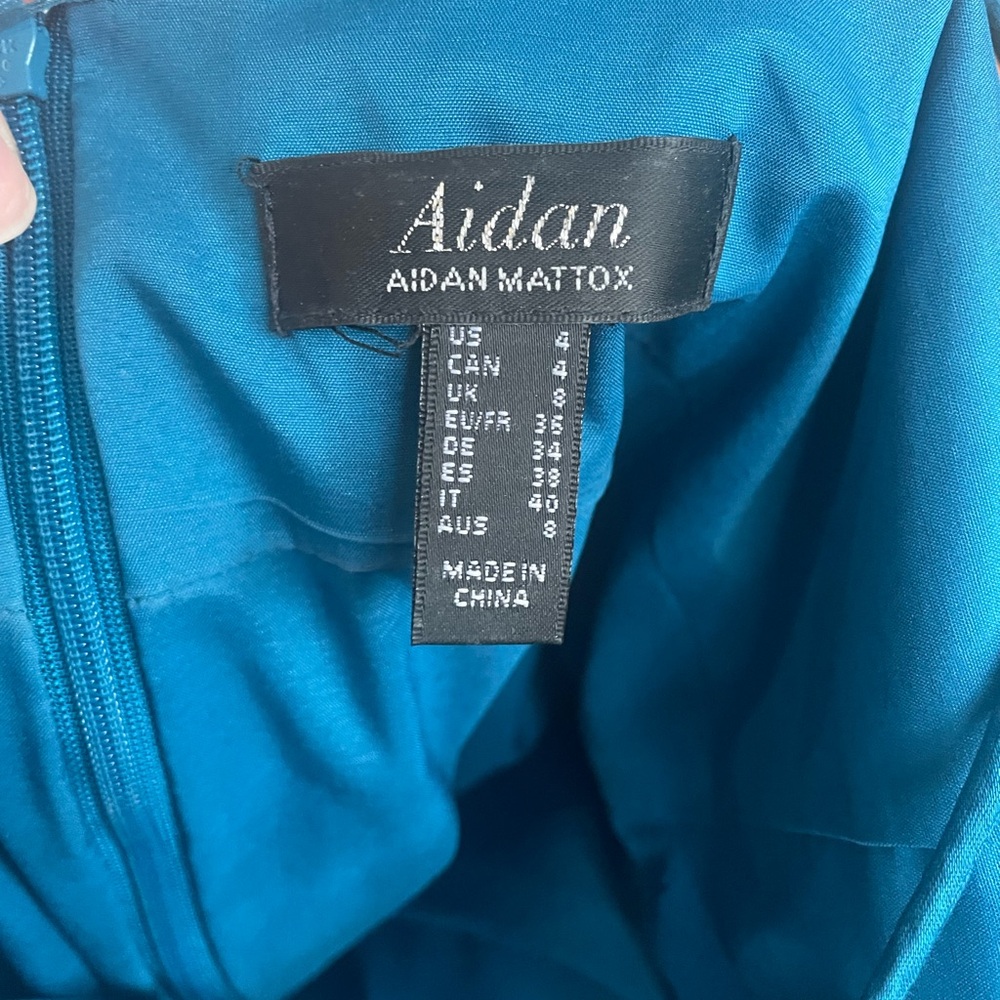 Aidan by Aidan Mattox Women's Cocktail Mini Dress Size 4 Blue Crepe Strappy Back - Picture 7 of 8